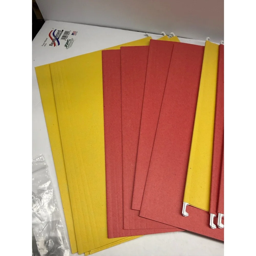 Lot of 19 Hanging File Folders Letter Size Red Yellow Blue with Tabs and Inserts